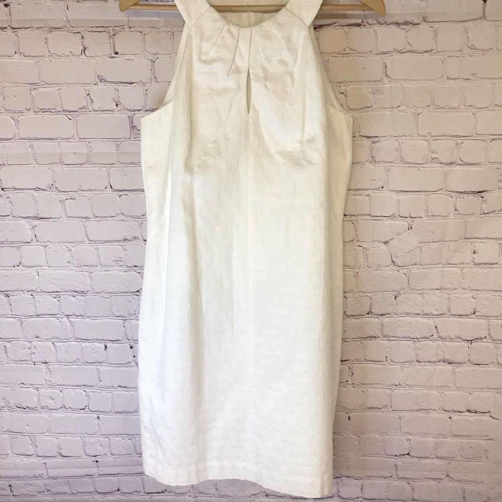 WHBM White Cotton Fully Lined Halter Sheath Dress Beachy Coastal Chic Size 12